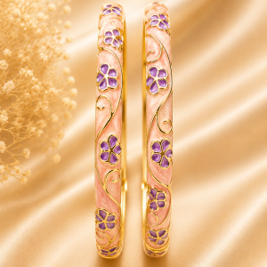 Vintage Floral Cloisonné Gold-Tone Bracelet