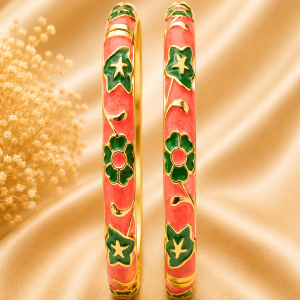 Classic Floral Enameled Gold-Tone Bracelet
