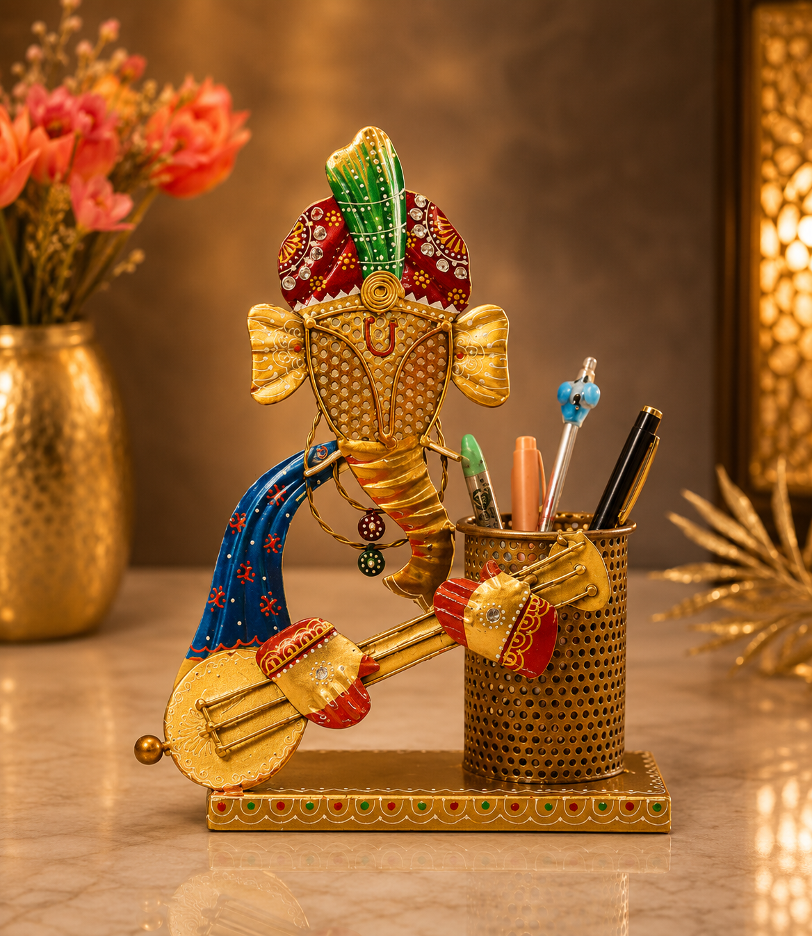 Decorative Iron Lord Ganesha Pen Holder