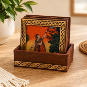 Handcrafted Rajasthani Bani Thani Miniature Art Coaster Set