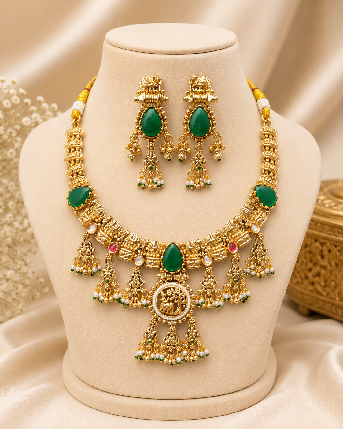 Imperial Elephant Heritage Antique Gold-Plated Choker Necklace - Image 2