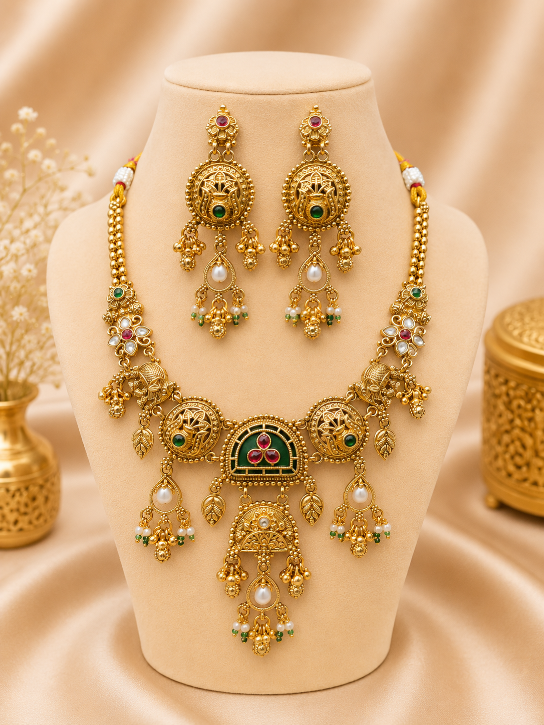 Traditional Royal Semi-Circle Medallion Choker Necklace - Image 2