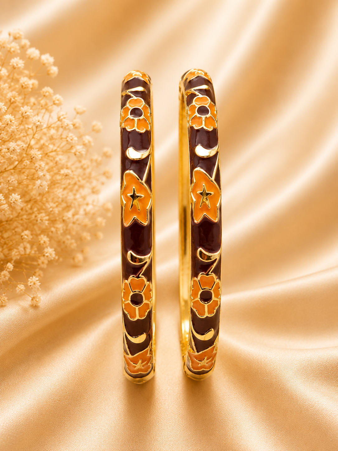 Classic Floral Enameled Gold-Tone Bracelet - Image 2