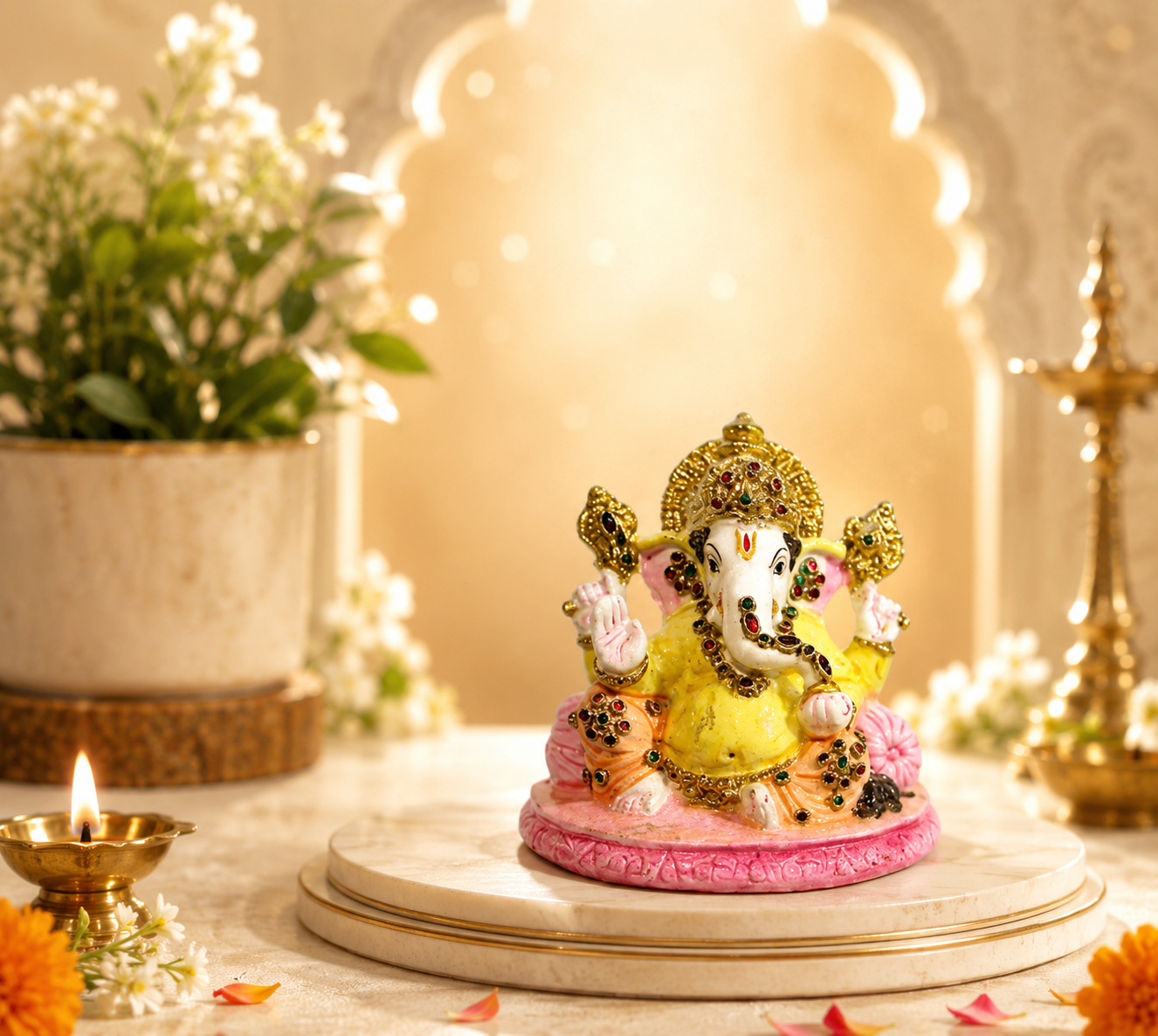 Premium Resin Handcrafted 4’’ Lord Ganesha Idol - Image 2