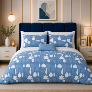 Premium 100% Cotton Super King Bedsheet Set (108" x 108") – Modern Jaipuri Print with 2 Pillow Covers