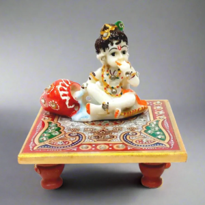 Premium Resin Laddu Gopal Idol on Handcrafted Marble Chowki