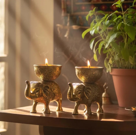 Handcrafted Metal Elephant Dry Fruit Bowl Set - Image 3