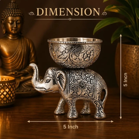 Handcrafted Metal Elephant Dry Fruit Bowl Set - Image 6