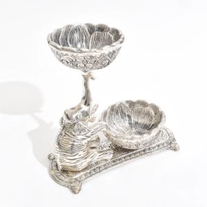 Antique German Silver Elephant Double Bowl Set