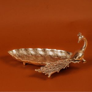 Royal/ Premium Antique Gold/ Silver Peacock Leaf Platter