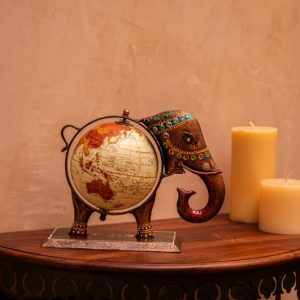 Handcrafted Metal Elephant Tabletop Globe
