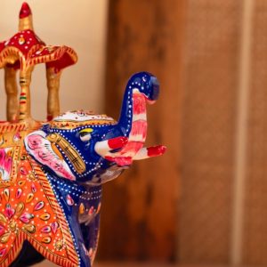 Royal Hand-Painted Metal Meenakari Ambabari Elephant Figurine
