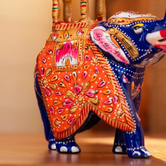 Royal Hand-Painted Metal Meenakari Ambabari Elephant Figurine - Image 3
