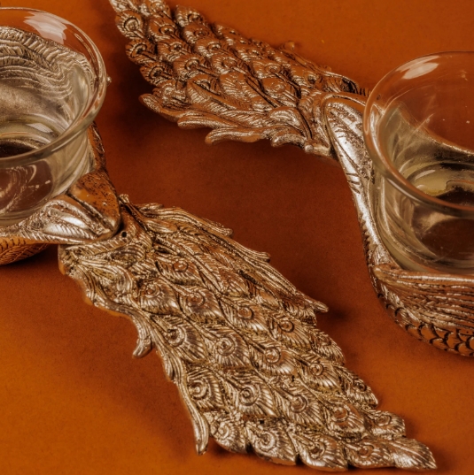 German Silver-Plated Peacock T-Light Holder - Image 3