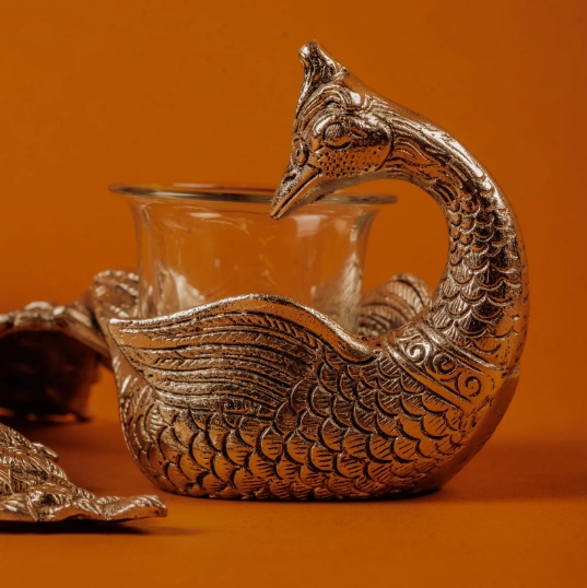 German Silver-Plated Peacock T-Light Holder - Image 5