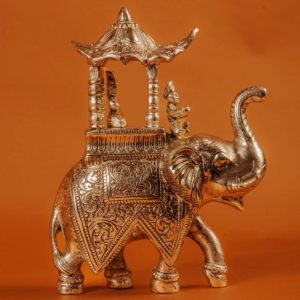 Royal Decorative Silver Plated Ambabari Elephant Figurine