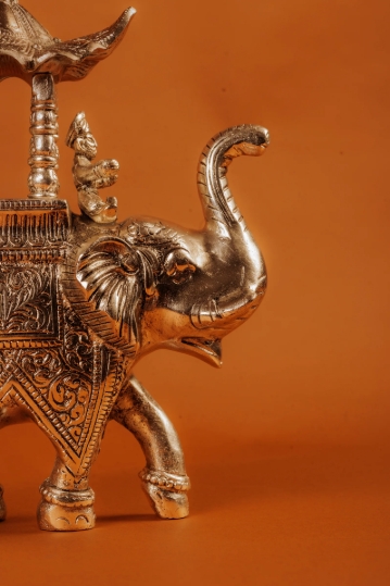 Royal Decorative Silver Plated Ambabari Elephant Figurine - Image 2
