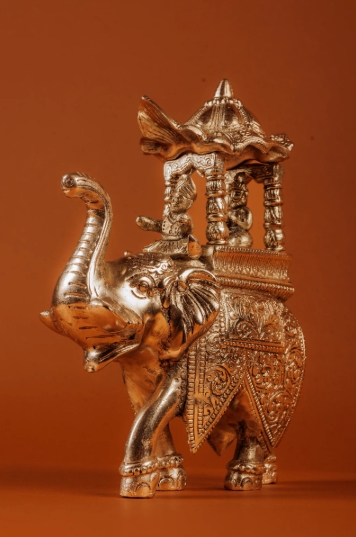 Royal Decorative Silver Plated Ambabari Elephant Figurine - Image 3