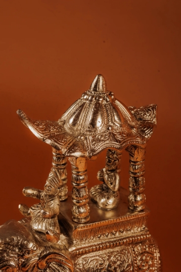 Royal Decorative Silver Plated Ambabari Elephant Figurine - Image 4