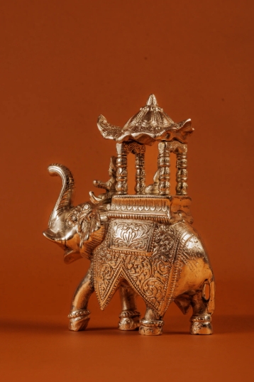 Royal Decorative Silver Plated Ambabari Elephant Figurine - Image 5