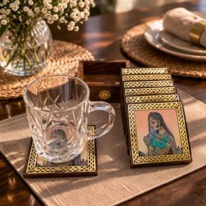 Handcrafted Rajasthani Bani Thani Miniature Art Coaster Set