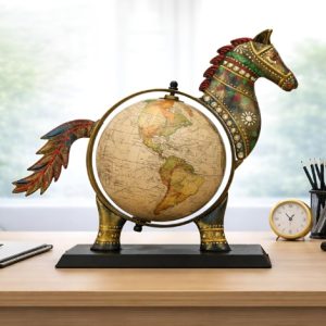 Vintage Horse Metal Globe Tabletop Décor