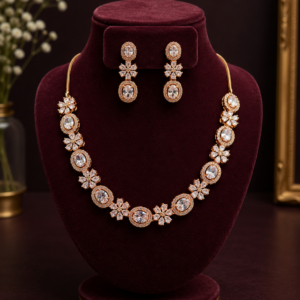 Luxury Cubic Zirconia Floral Cluster Choker Jewelry Set