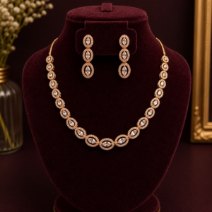 Luxury American Diamond Oval Link Choker Jewelry Set