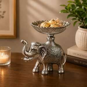 Premium Antique Silver-Plated Elephant Urli Bowl