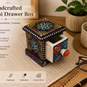 Hand-Painted Ceramic & Wooden Drawer Box