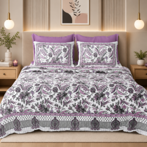 Premium 100% Cotton King Size Bed Sheet Set (108x108 inches) - Floral Trail Print